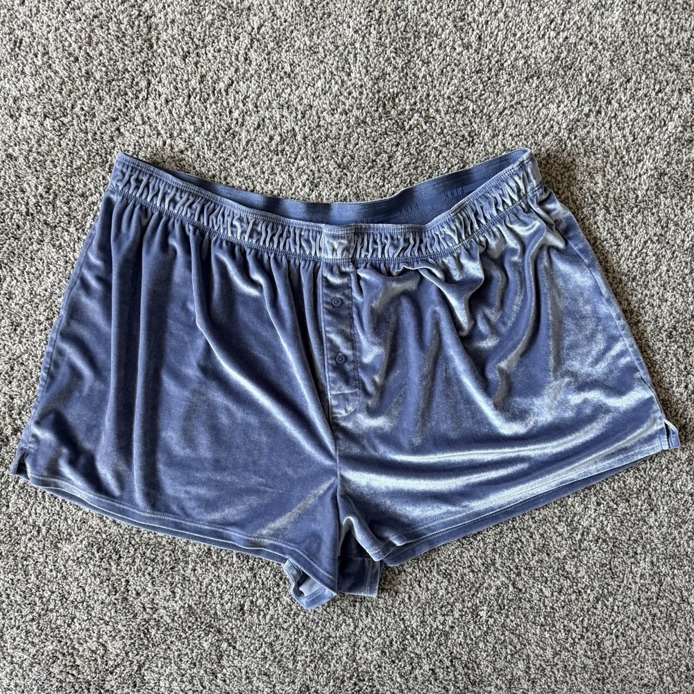 PINK by Victoria Secret Blue Gray Cozy Velvet Lounge Shorts Size XL